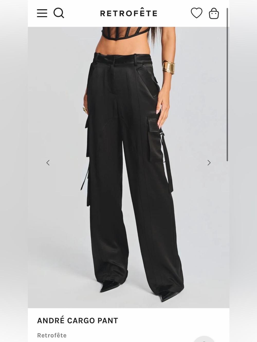 Retrofete André Black Cargo Pants